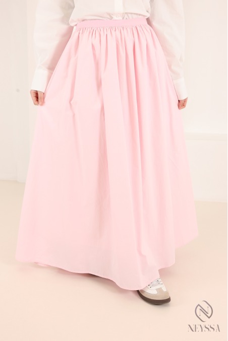 Long, flared cotton skirt without slits, with lining