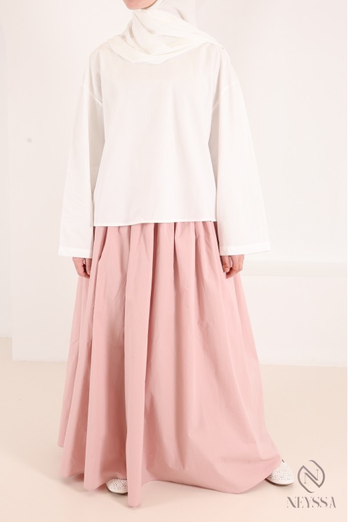Long, flared cotton skirt without slits, with lining