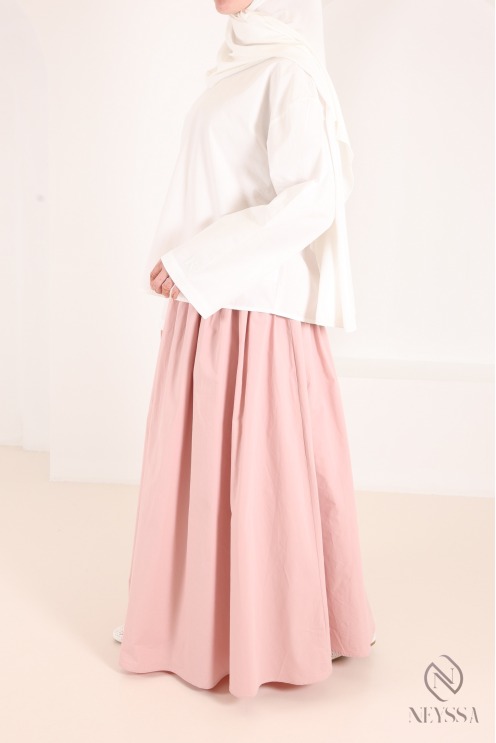 Long, flared cotton skirt without slits, with lining