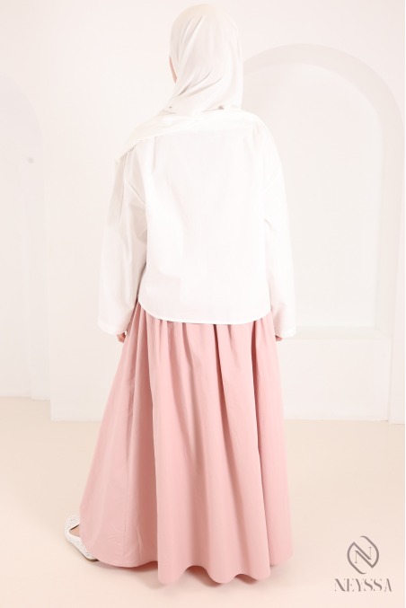 Long, flared cotton skirt without slits, with lining