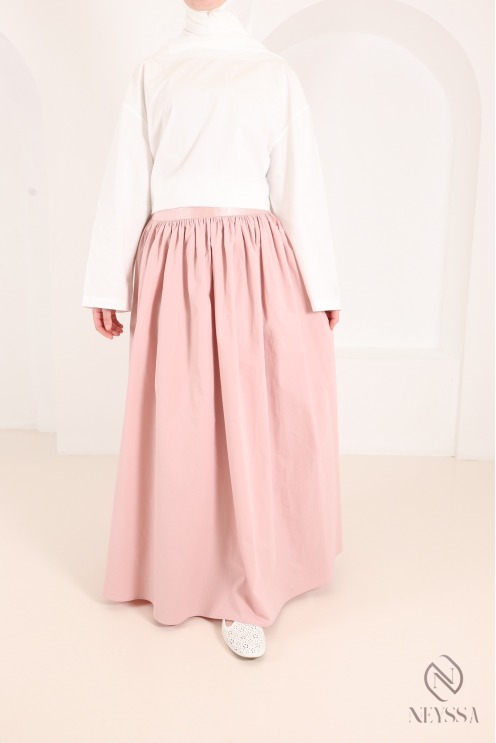 Long, flared cotton skirt without slits, with lining