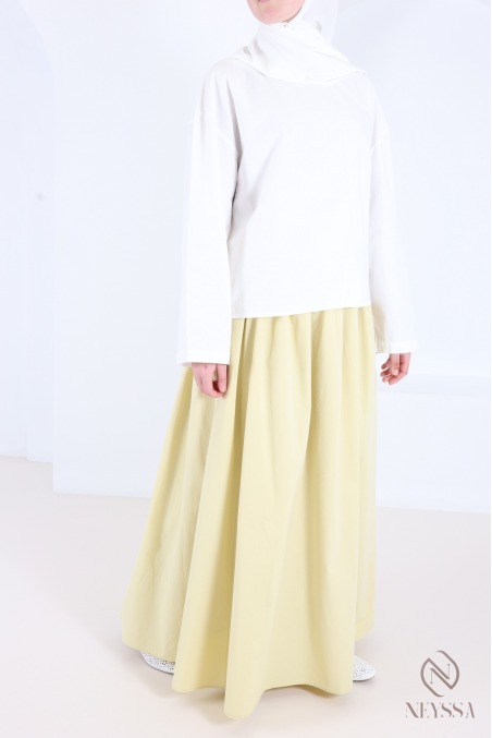 Long, flared cotton skirt without slits, with lining