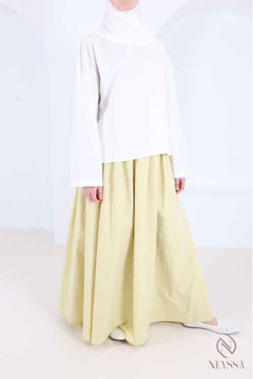 Long, flared cotton skirt without slits, with lining