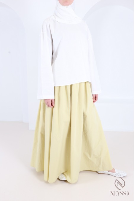 Long, flared cotton skirt without slits, with lining