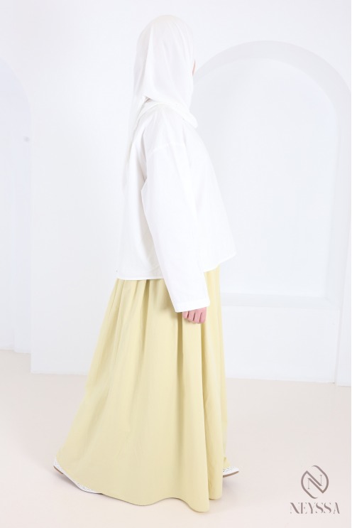 Long, flared cotton skirt without slits, with lining