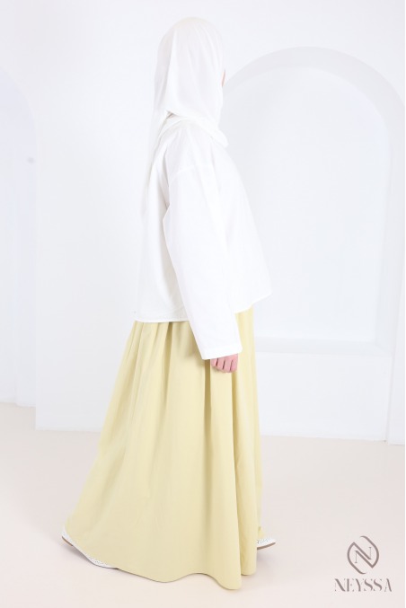 Long, flared cotton skirt without slits, with lining