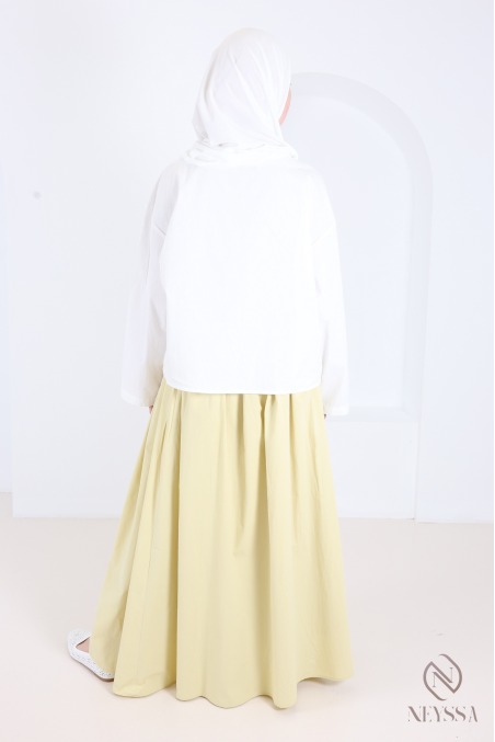 Long, flared cotton skirt without slits, with lining