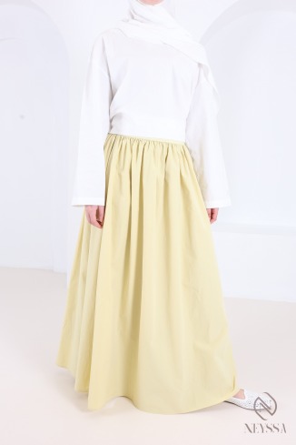 Long, flared cotton skirt without slits, with lining