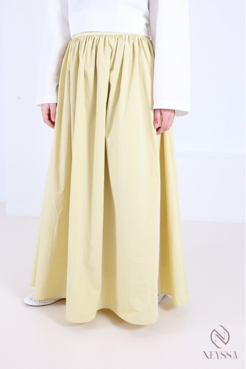 Long, flared cotton skirt without slits, with lining