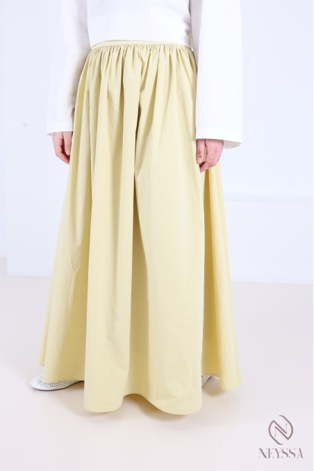 Long, flared cotton skirt without slits, with lining