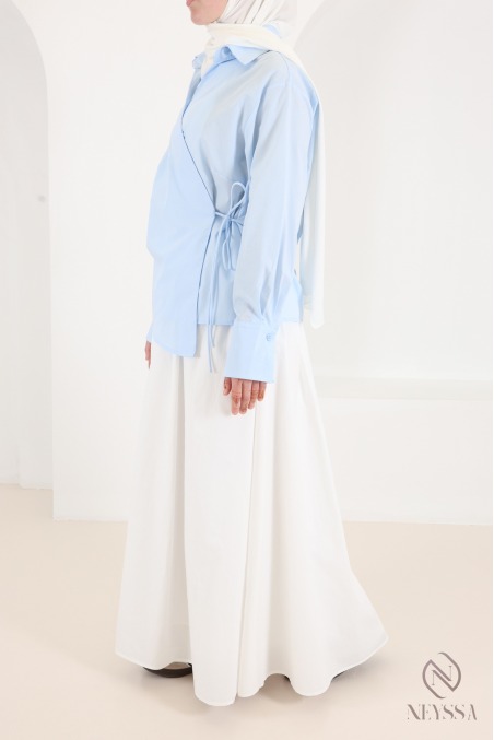 Long, flared cotton skirt without slits, with lining