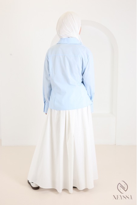 Long, flared cotton skirt without slits, with lining
