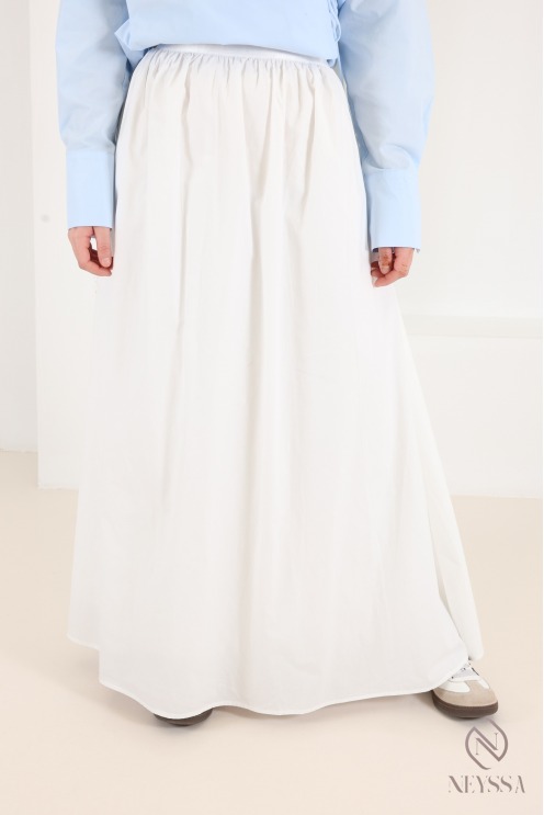 Long, flared cotton skirt without slits, with lining