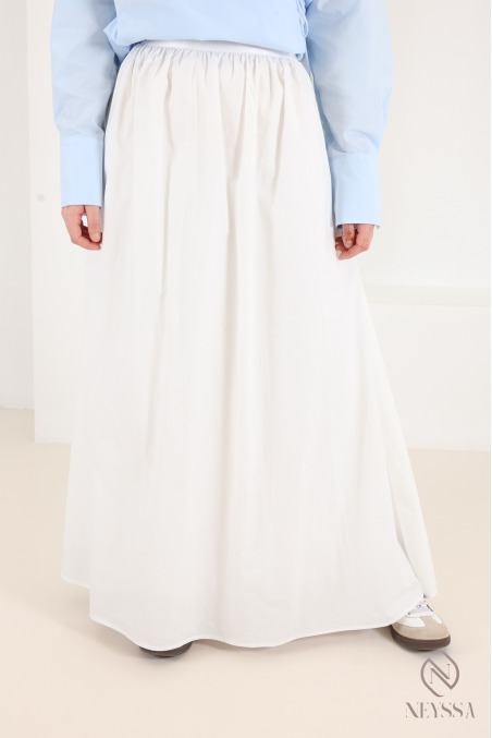 Long, flared cotton skirt without slits, with lining