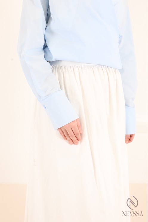 Long, flared cotton skirt without slits, with lining