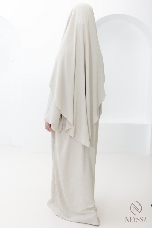 Black jazz abaya and khimar set for hijabi women