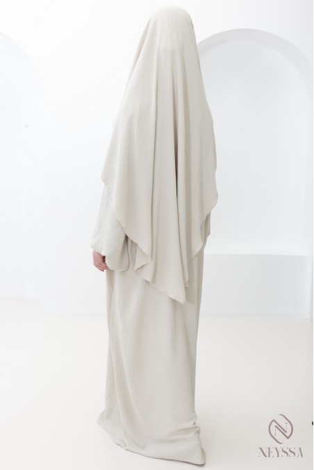 Black jazz abaya and khimar set for hijabi women