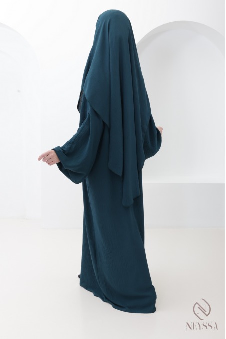 Black jazz abaya and khimar set for hijabi women