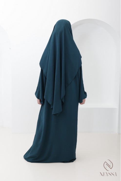 Black jazz abaya and khimar set for hijabi women