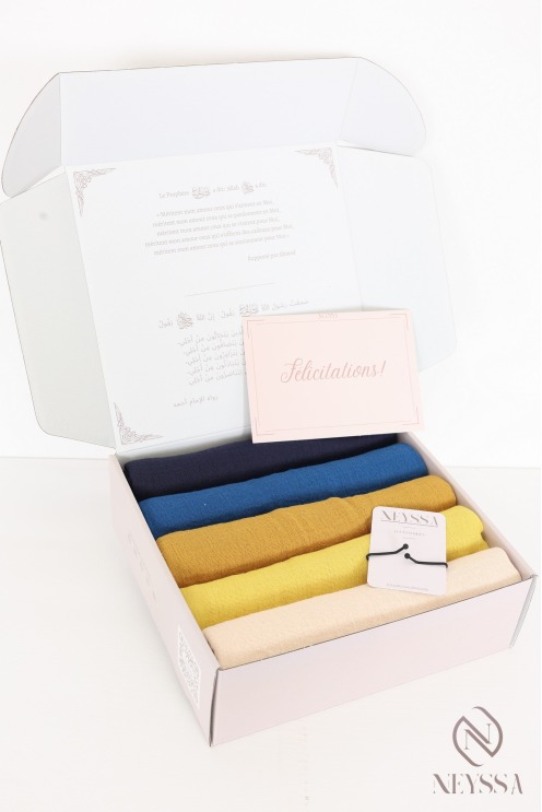 Set mit 5 Hijabs aus geknitterter Baumwolle in warmen Farben