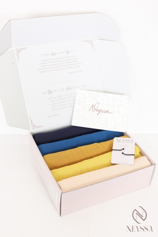 Coffret 5 hijab en coton froissé de couleurs chaudes, idée cadeau