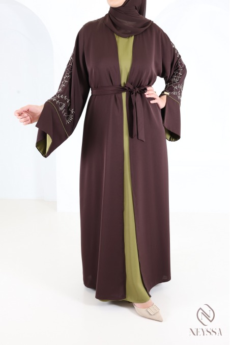 Abaya Dubai Kimono mit Perlenstickerei, 4-teilig, in der Farbe