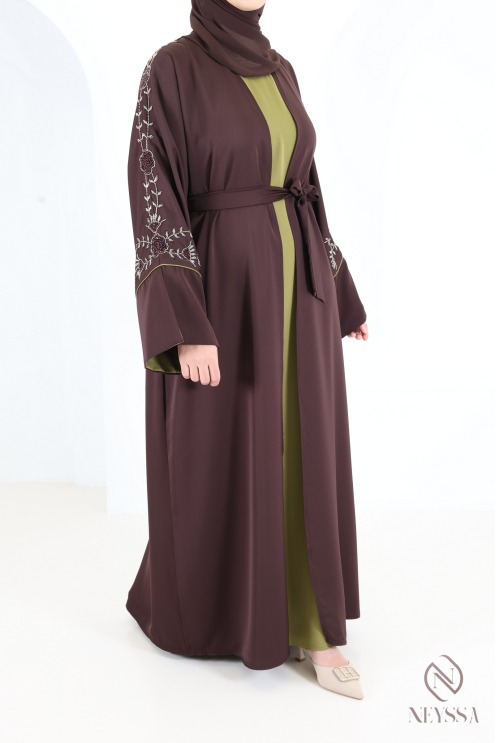 Abaya Dubai Kimono mit Perlenstickerei, 4-teilig, in der Farbe