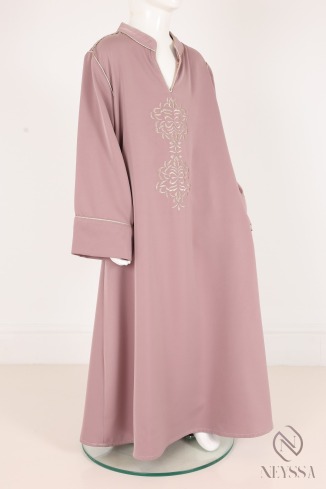 Abaya fille évasée avec détails brodés, idée tenue Aïd petite fille