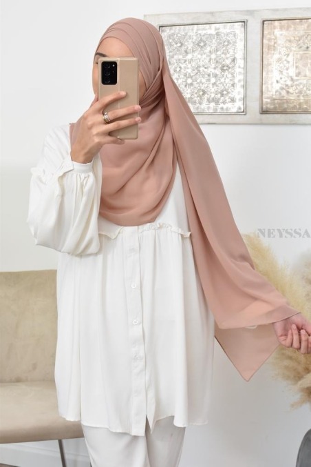 Gift box of 4 slip-on hijabs in crepe and chiffon, a perfect gift idea