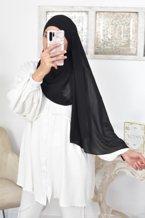 Box cadeaux 4 hijabs à enfiler en crêpe et mousseline, idée cadeau