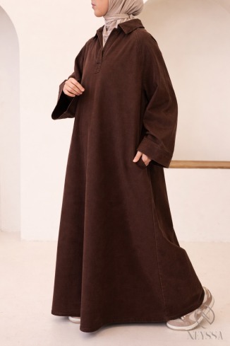 Robe jean en coton ample à manches longues, col chemise