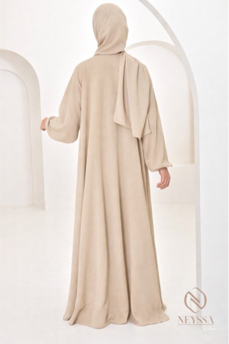 Hurija Beige Dubai Umbrella-Cut Abaya
