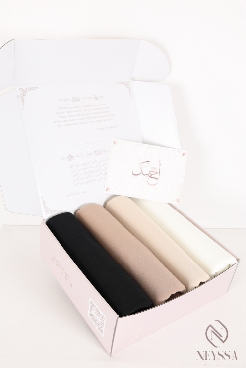 Geschenkidee verschleierte Frau Box 4 Hijab mit Baumwolleffekt