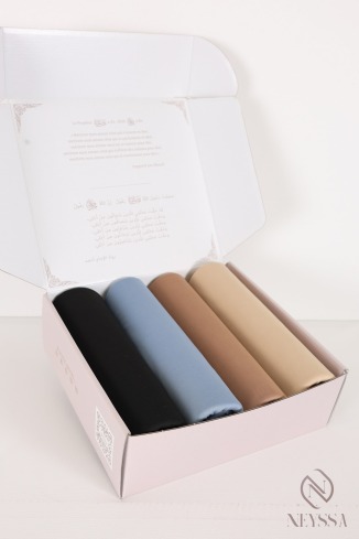 Box coffret 4 hijab jersey liquid, cadeaux femme prêt à offrir 2