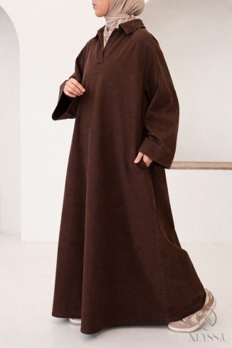 Robe jean en coton ample à manches longues, col chemise