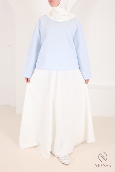 Jupe longue fluide taille élastique évasée taille spéciale 1m80