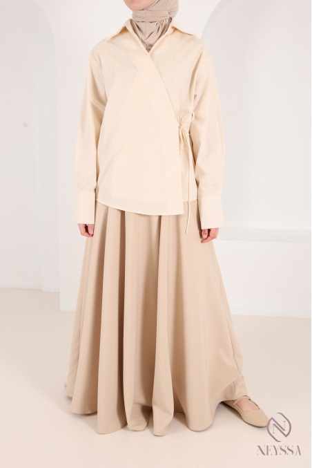 Jupe longue fluide taille élastique évasée taille spéciale 1m80