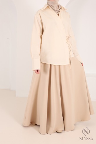 Jupe longue fluide taille élastique évasée taille spéciale 1m80 2