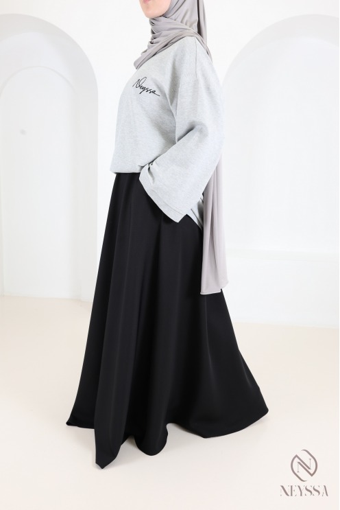 Jupe longue fluide taille élastique évasée taille spéciale 1m80