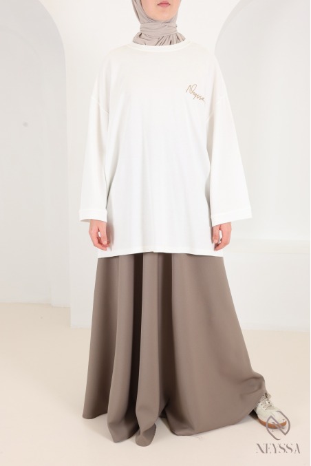 Jupe longue fluide taille élastique évasée taille spéciale 1m80