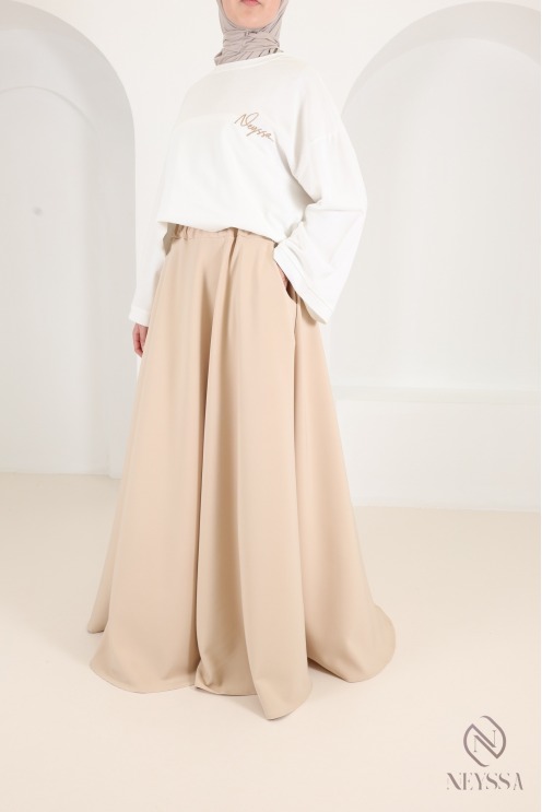 Long, flowing, flared skirt, elasticated waist, special size for 1.80m