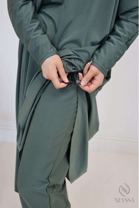 Burkini kaki long mastour parfait pour la femme voilée Neyssa Confection