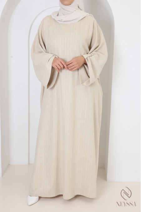 Langes Abaya-Kleid mit goldenen Streifen, Baumwollmischung