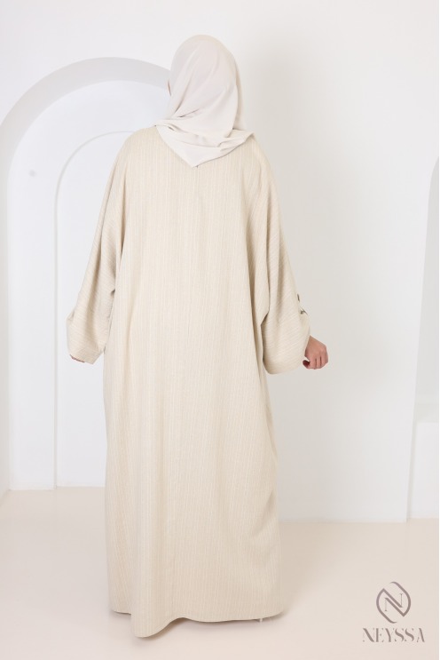 Langes Abaya-Kleid mit goldenen Streifen, Baumwollmischung