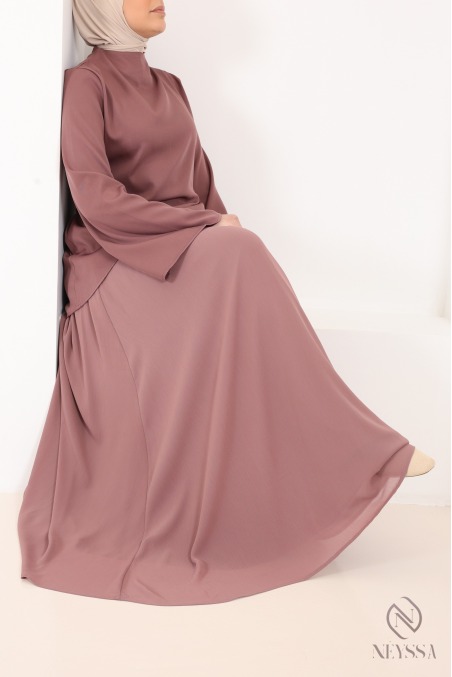 Set aus Crêpe-Bluse und langem, ausgestellter Rock aus Musselin