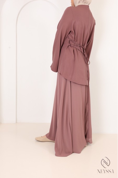 Set aus Crêpe-Bluse und langem, ausgestellter Rock aus Musselin