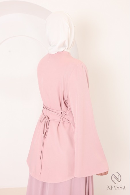 2-Piece Asymmetrical Set + Long Flared Pink Skirt