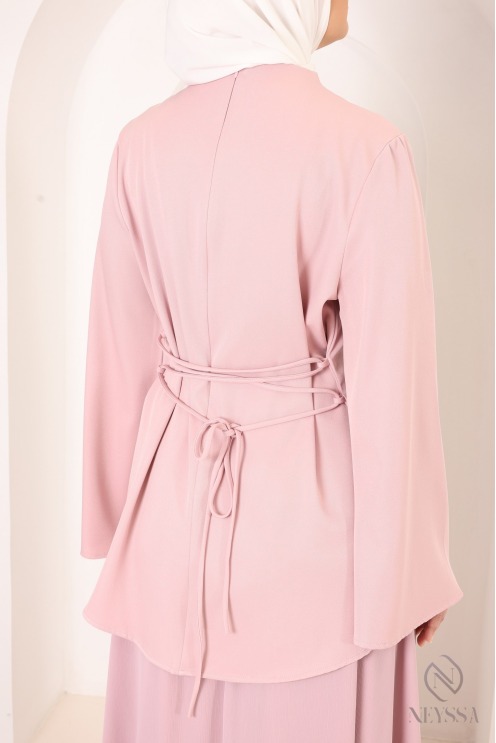 2-Piece Asymmetrical Set + Long Flared Pink Skirt