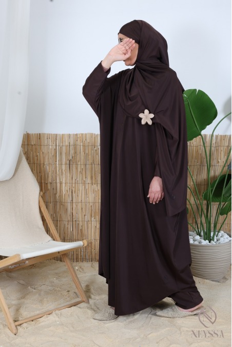 Langer Burkini im Jilbab-Stil mit Schmetterlingsausschnitt