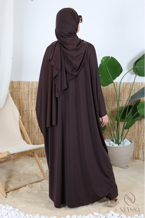 Burkini jilbeb de bain long tunique coupe papillon, tissu hydrofuge